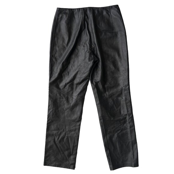 Vintage Black Leather Biker Pants 90s High Waist Biker Core Moto Biker Core Pant - Picture 4 of 11